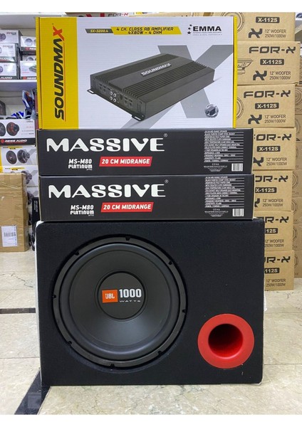 Soudnmax Paket Set 30CM Bass 1000W Sounmax Iki Takım 20CM Midrange 4000WAT Anfi fiyatları