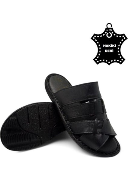 Tamamen Hakiki Deri ve Topuk Yastıklı Sistemli Ortopedik Erkek Terlik. fırsatları