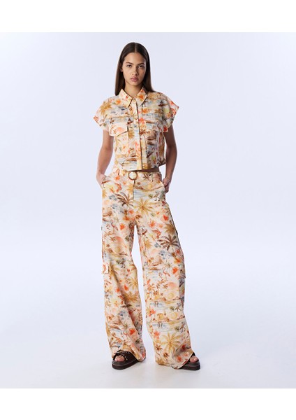 Desenli Wıde Leg Fit Pantolon TS1250003203BT8