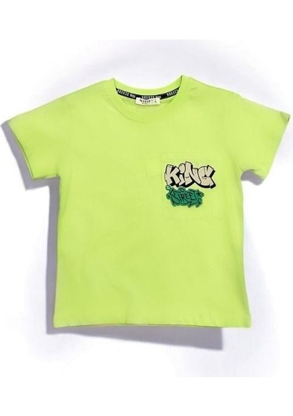 Erkek Çocuk Pamuklu King Yazılı Cepli Yarım Kol Tshirt