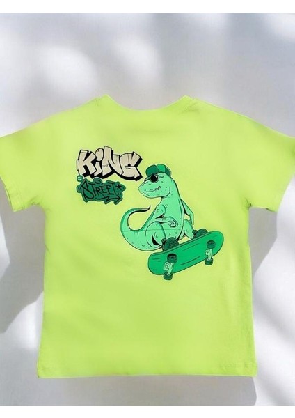 Erkek Çocuk Pamuklu King Yazılı Cepli Yarım Kol Tshirt