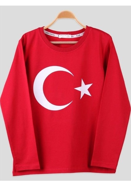 Çocuk Pamuklu Uzun Kollu Ay Yıldız T-Shirt modelleri