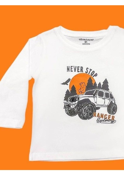 Erkek Çocuk Never Stop Yazılı Uzun Kollu T-Shirt modelleri