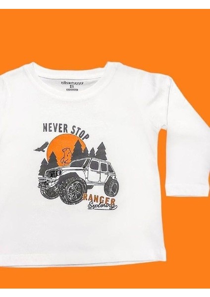 Erkek Çocuk Never Stop Yazılı Uzun Kollu T-Shirt fırsatları
