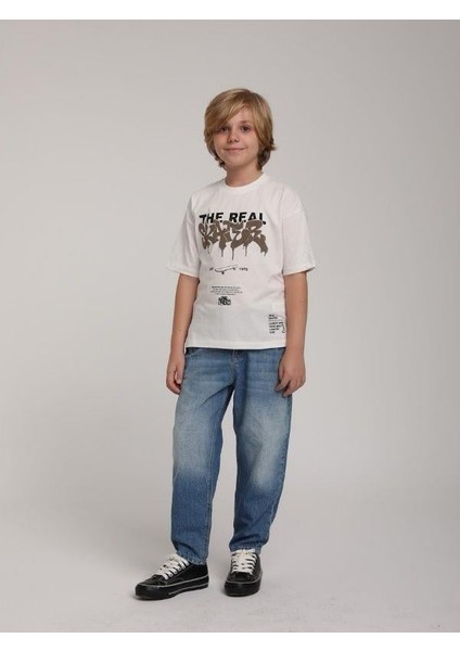 Erkek Çocuk The Real Yazılı Pamuklu T-Shirt