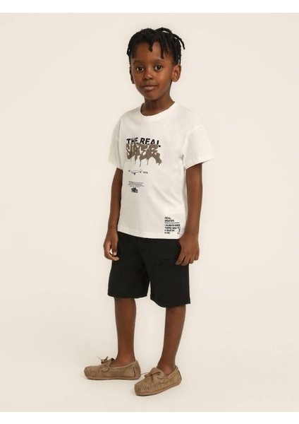 Erkek Çocuk The Real Yazılı Pamuklu T-Shirt modelleri
