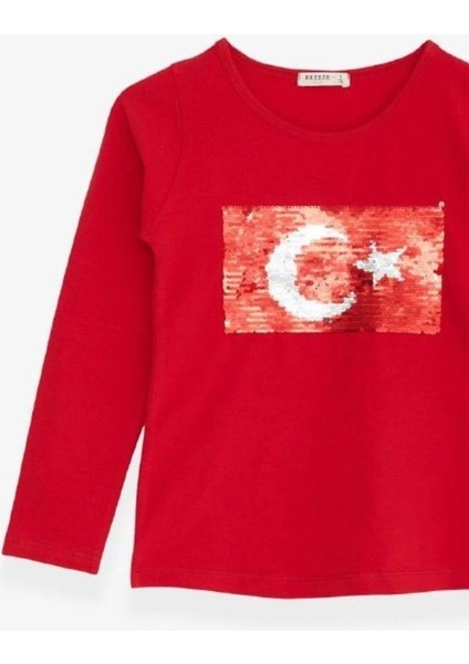 Çocuk Oynar Pullu Pamuklu Uzun Kollu T-Shirt fırsatları