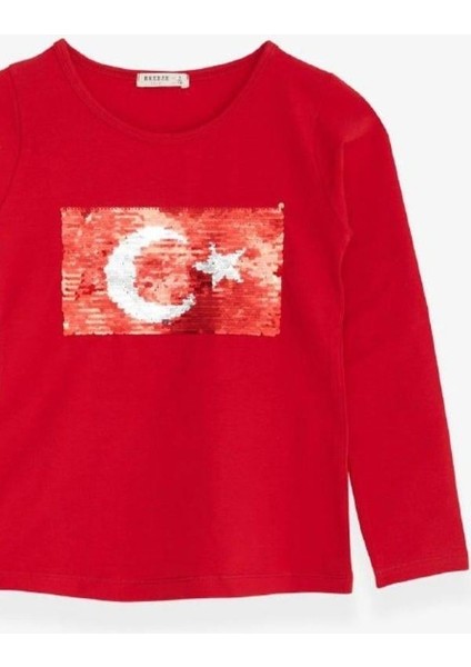 Çocuk Oynar Pullu Pamuklu Uzun Kollu T-Shirt indirimleri