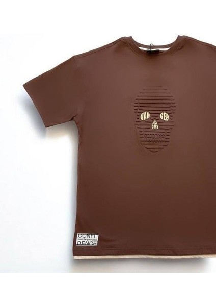 Çocuk Pamuklu Oversize Kuru Kafa Desenli Tshirt modelleri