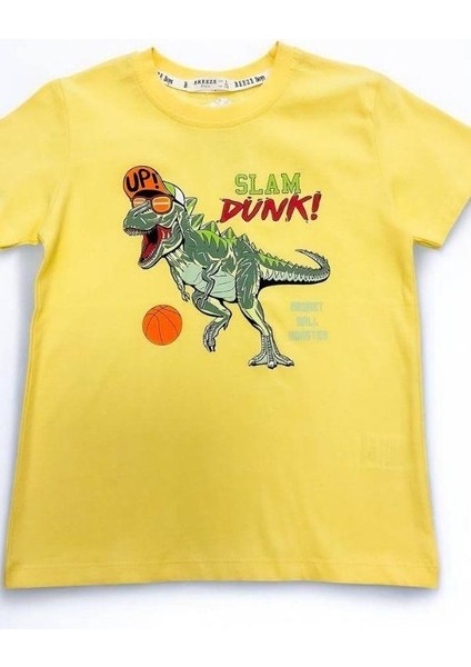 Erkek Çocuk Pamuklu Dinazor Baskılı Yarım Kol Tshirt fiyatları