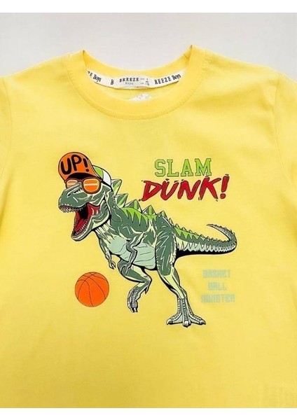 Erkek Çocuk Pamuklu Dinazor Baskılı Yarım Kol Tshirt fırsatları