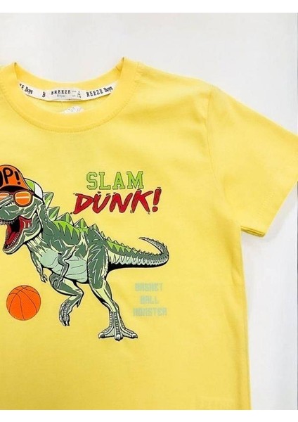 Erkek Çocuk Pamuklu Dinazor Baskılı Yarım Kol Tshirt indirimleri