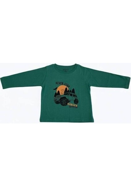 Erkek Çocuk Never Stop Yazılı Uzun Kollu T-Shirt