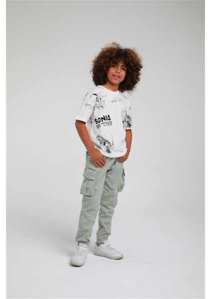 Erkek Çocuk Dinazor Desenli Pamuklu Tshirt