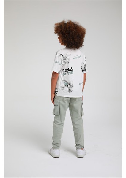 Erkek Çocuk Dinazor Desenli Pamuklu Tshirt