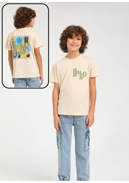 Erkek Çocuk Pamuklu Sıfır Yaka Hello Yarım Kol Tshirt fiyatları