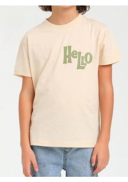 Erkek Çocuk Pamuklu Sıfır Yaka Hello Yarım Kol Tshirt indirimleri