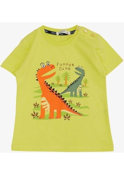 Erkek Çocuk Pamuklu Dinazor Baskılı Tshirt