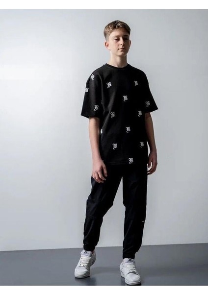 Erkek Çocuk Harf Baskılı Oversize Tshirt