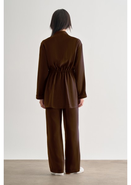 Acı Kahve Mizalle Çift Cepli Beli Ip Büzgülü Modal Kahverengi Tunik fırsatları