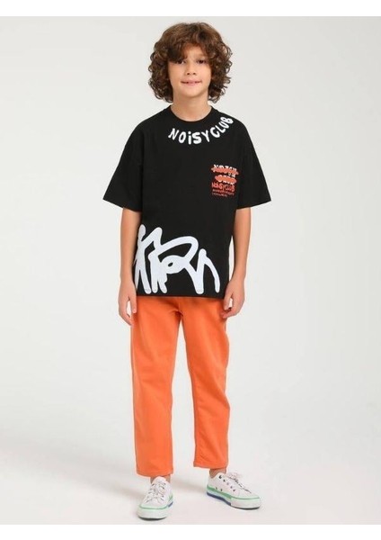 Erkek Çocuk Pamuklu Noisyclub Yazılı Kısa Kol Tshirt