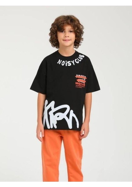 Erkek Çocuk Pamuklu Noisyclub Yazılı Kısa Kol Tshirt modelleri