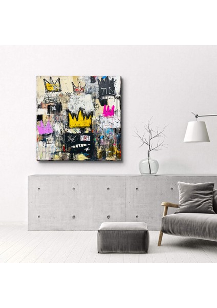 The Crowned Chaos: Abstract Graffiti-Inspired Cam Tablo - Ev Dekor- Duvar Sanatı
