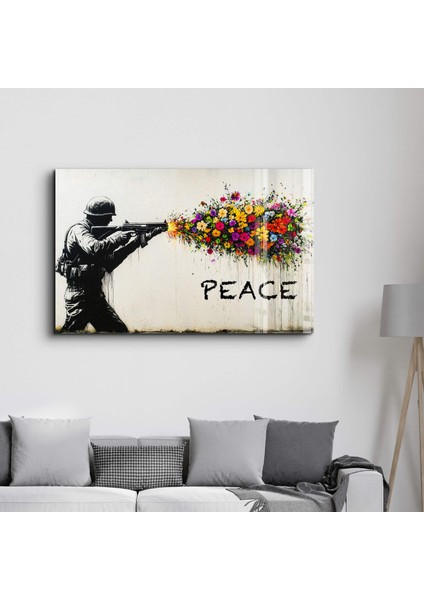 Loaded With Peace - Cam Tablo - Ev Dekor- Duvar Sanatı