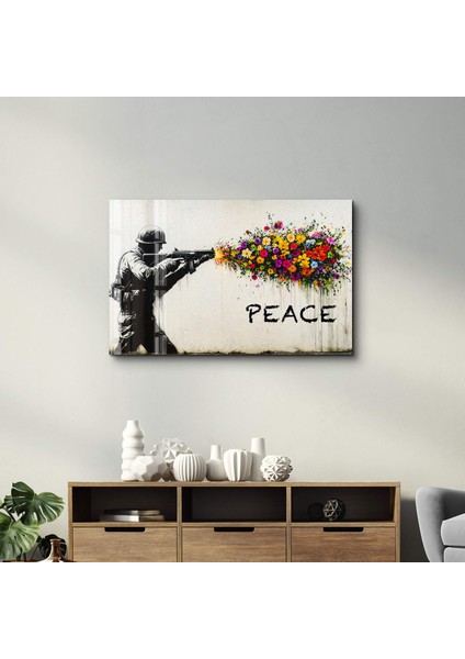 Loaded With Peace - Cam Tablo - Ev Dekor- Duvar Sanatı