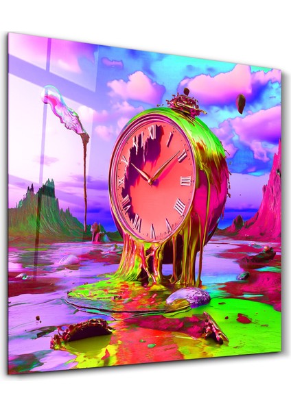 Melted Time: A Neon Surrealist Vision Cam Tablo - Ev Dekor- Duvar Sanatı