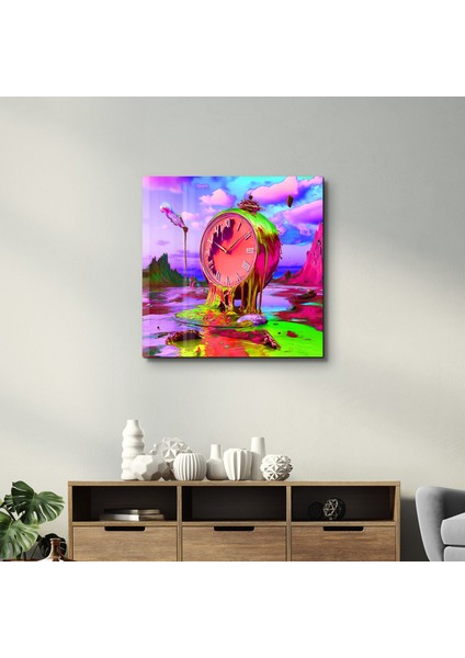 Melted Time: A Neon Surrealist Vision Cam Tablo - Ev Dekor- Duvar Sanatı