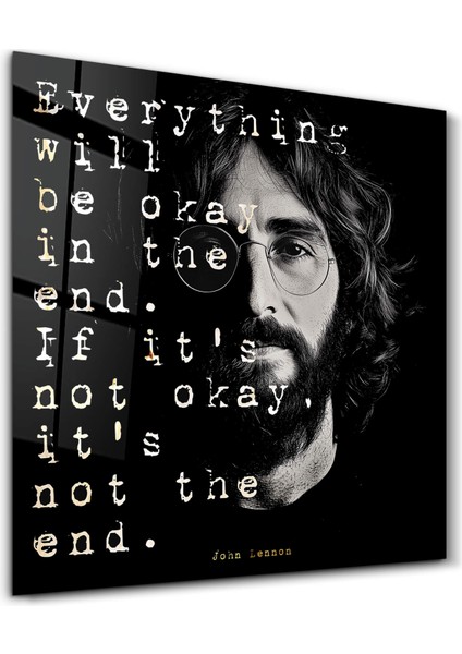 J. Lennon Motivasyon Cam Tablo - Ev Dekor- Duvar Sanatı