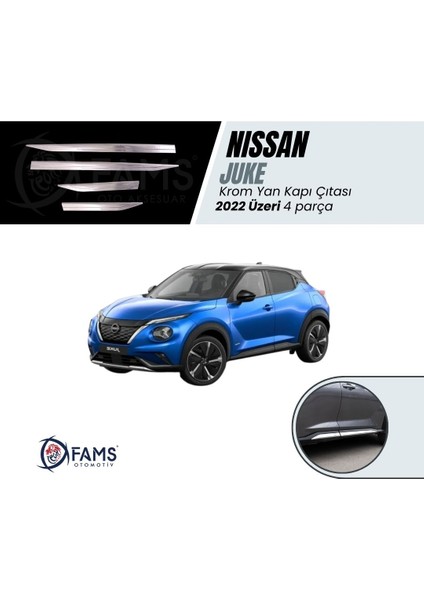 Nissan Juke Krom Yan Kapı Çıtası 2022 Üzeri 4 Parça Paslanmaz Çelik