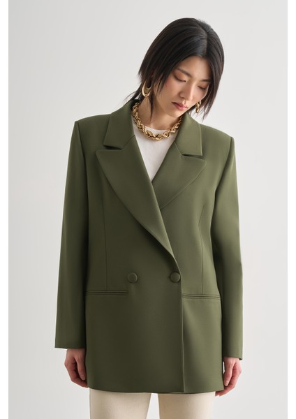 Oversize Çift Yırtmaçlı Haki Blazer Ceket fiyatları