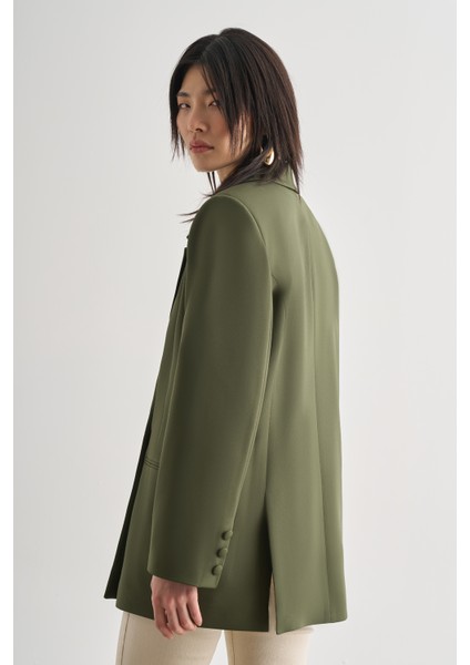 Oversize Çift Yırtmaçlı Haki Blazer Ceket modelleri