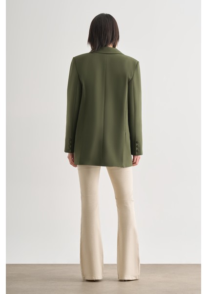 Oversize Çift Yırtmaçlı Haki Blazer Ceket fırsatları