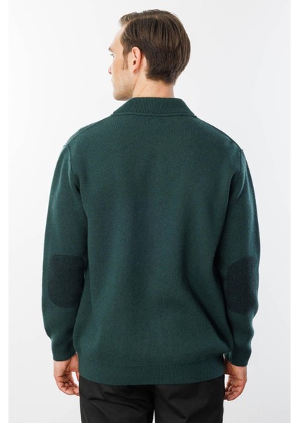 Erkek Pike Dokuma Fermuarlı Cepli Triko Mont Yeşil