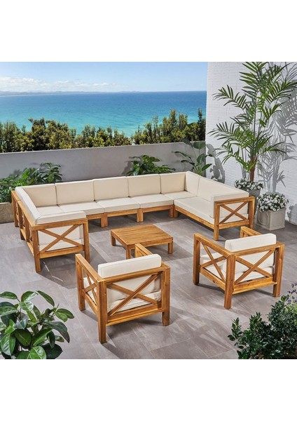 Kayra Bahçe Balkon Teras Ahşap Köşe Koltuk Takımı