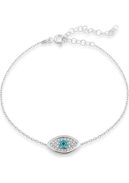 Silver Renk Taşlı Evil Eye Fashion Bileklik