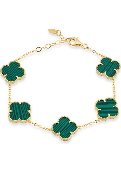 Gold Renk Emerald Ithal Yonca Bileklik Vip Kalite