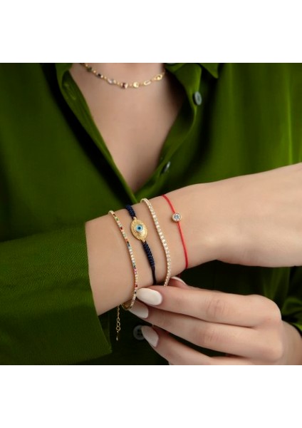 Renkli Taşlı Minimal Suyolu Fashion Bileklik