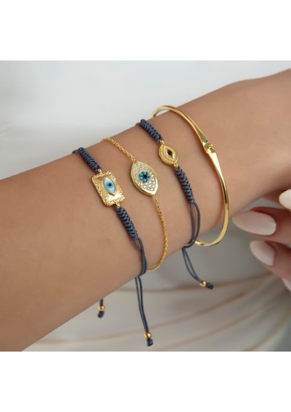 Rectangle Rope Bileklik - Navy