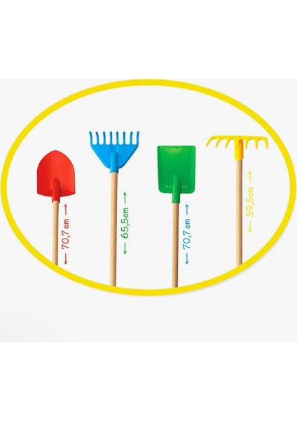 - Bahçe Oyuncakları Park -Kum Oyun Kürek Tırmık 4 Lü Set