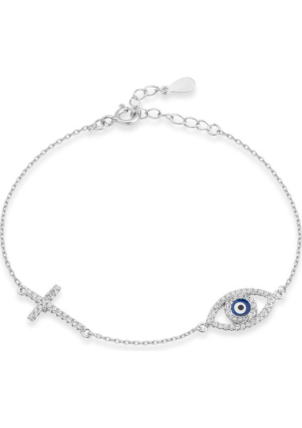 Silver Cross Evil Eye Taşlı Fashion Bileklik fiyatları