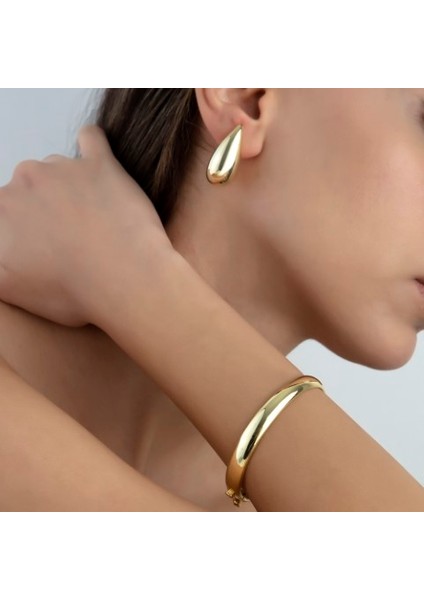Gold Renk Açılır Kapanır Elips Bileklik