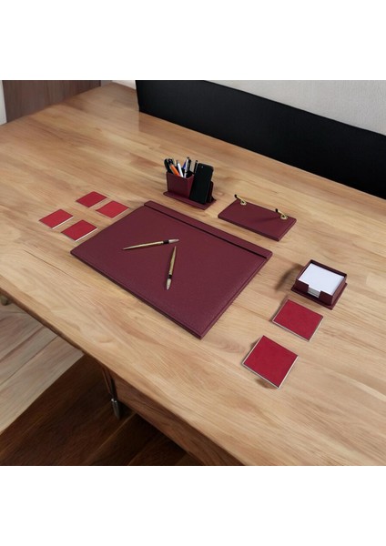 Dekorlu Deri Sümen Takımı Deri Sümen Seti - Yeni Iş Ofis Hediyesi