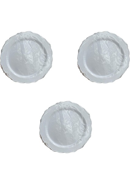 Parti Davet Piknik Doğum Günü Sert Plastik Mika Tabak - Beyaz - 18 cm . - 6'lı 3 Paket