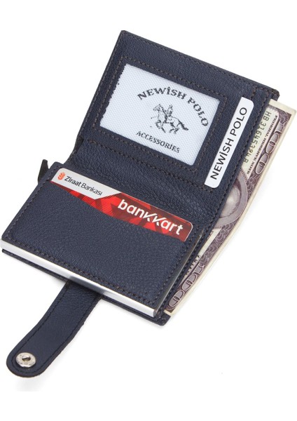 Erkek Akordiyon Mekanizmalı Kartlık ve Cüzdan NEW318 - Lacivert modelleri