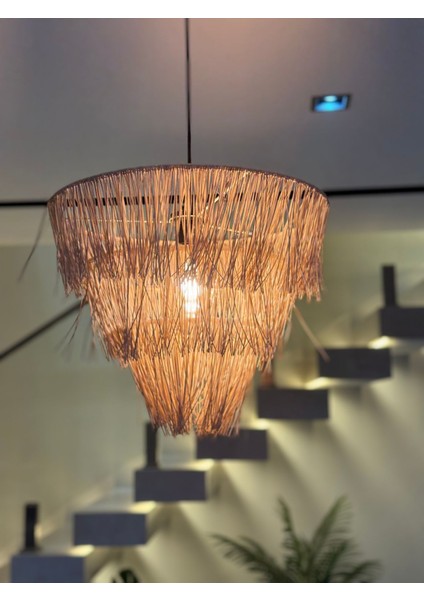 Rattan Avize 40 cm -Iskandinav Bohem ,özel Tasarım Aydınlatma-Salon,mutfak.ofis