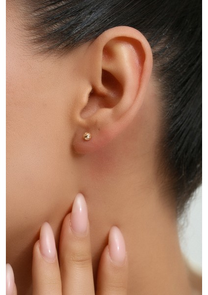 8 Ayar Altın Kalemli Top Küpe 4 mm fiyatları